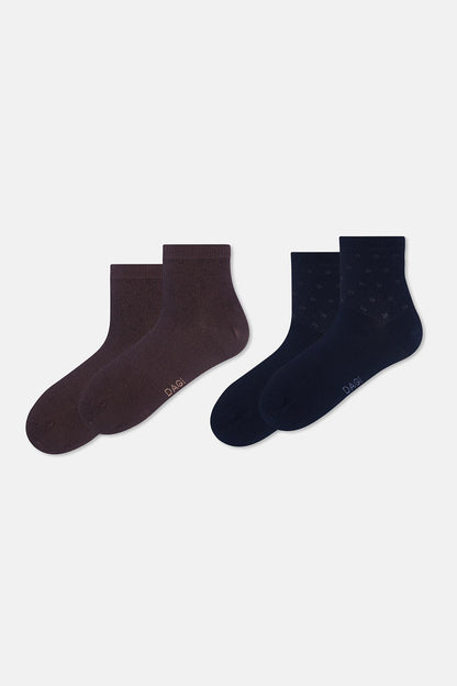 Lacivert Erkek 2'li Üçgen Desenli Bambu Çorap