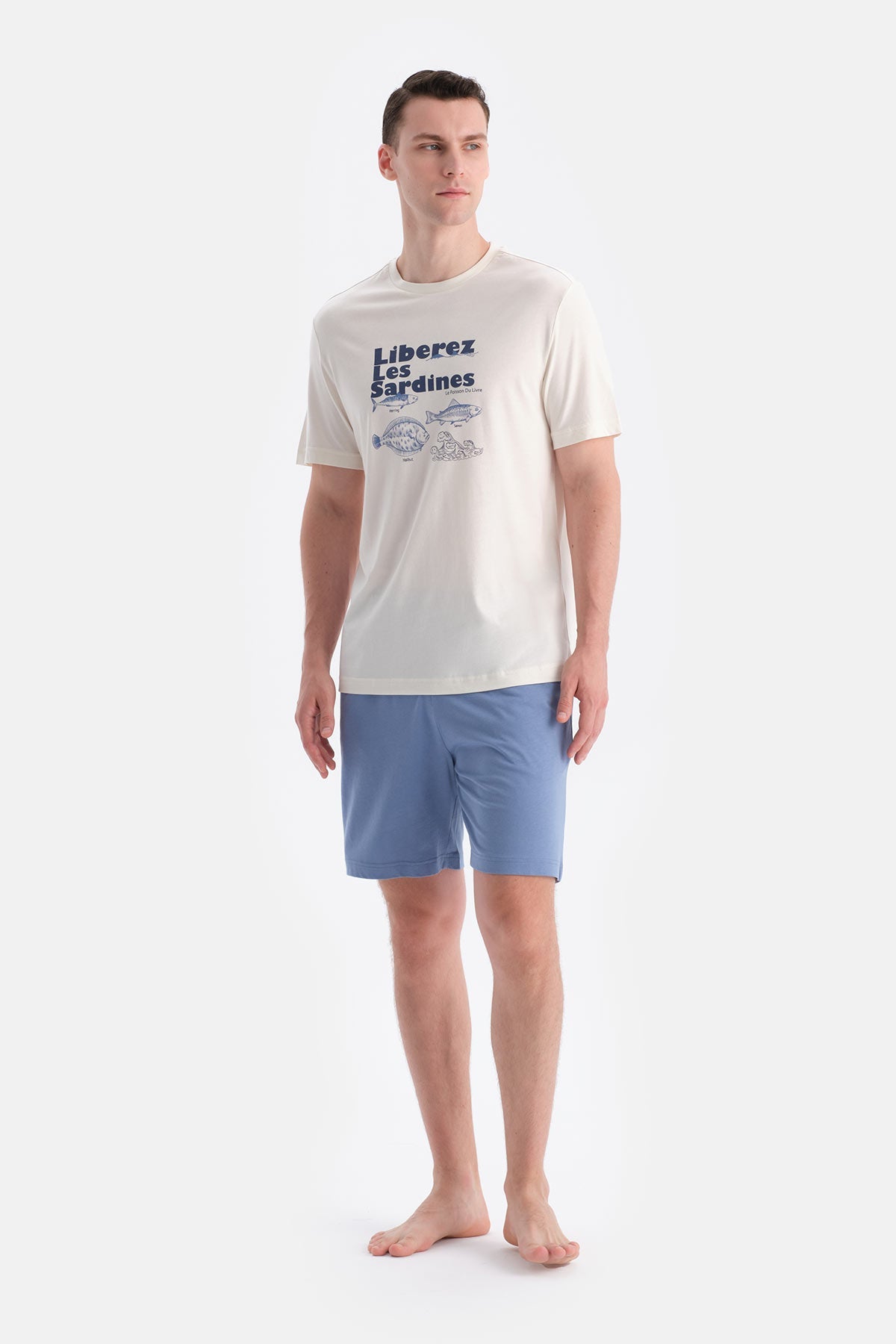 Baski Detayli Tişört Şort Takim