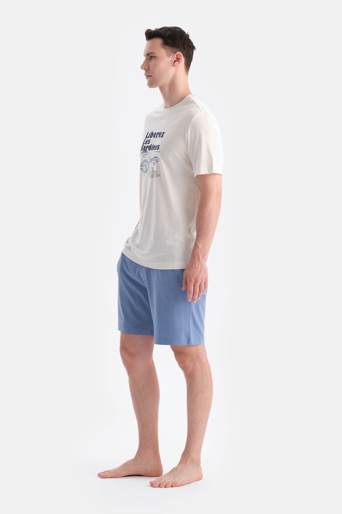 Baski Detayli Tişört Şort Takim