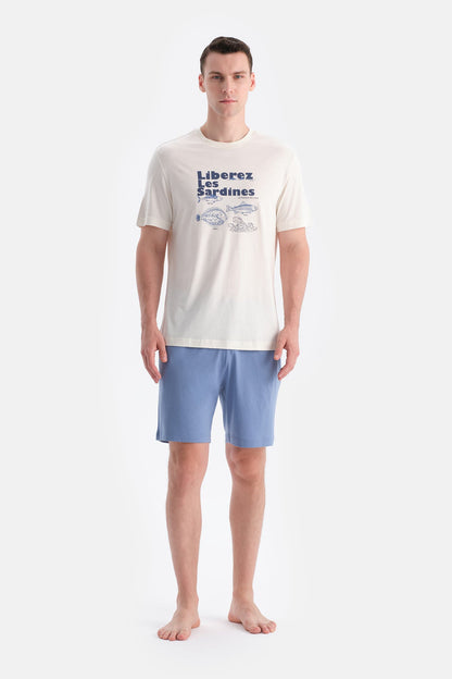 Baski Detayli Tişört Şort Takim