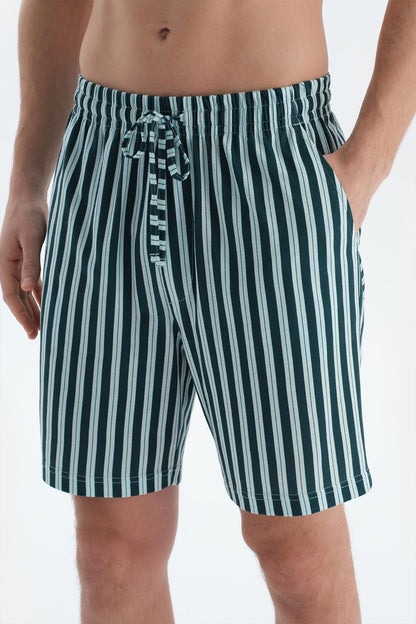 Multicolor Çizgili Gömlek Şort Pijama Takımı