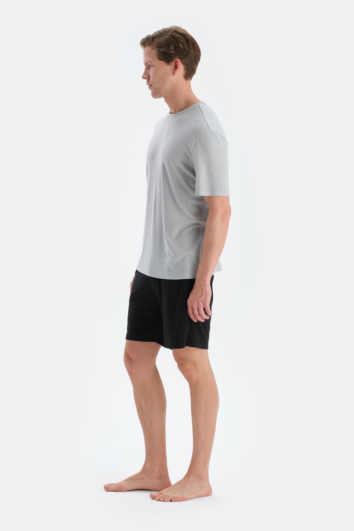 Buz Mavisi Kısa Kollu Tişört Şort Pijama Takımı