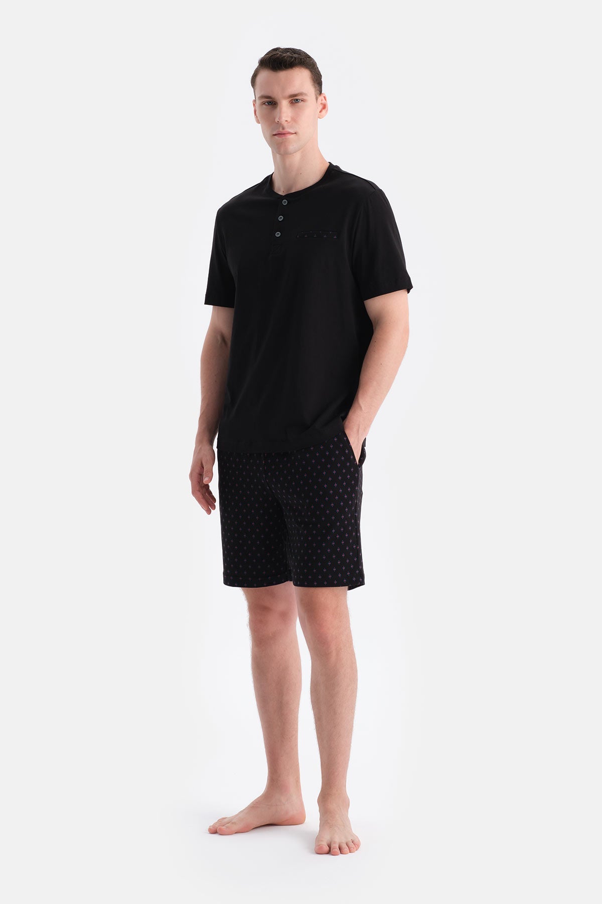 Pat Ve Cep Detayli Tişört Şort Takim