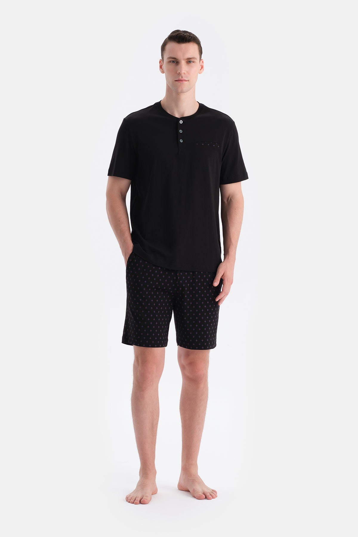 Pat Ve Cep Detayli Tişört Şort Takim