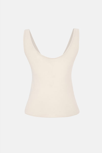 Ekru V Yaka Kalın Askılı Atlet