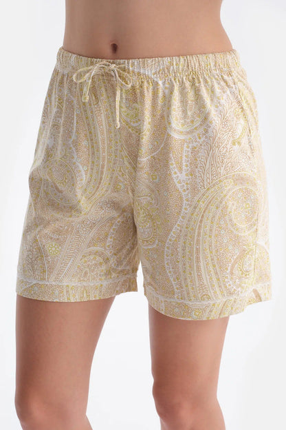 Açık Yeşil Şal Desenli Penye Modal Gömlek Pantolon Pijama Takımı