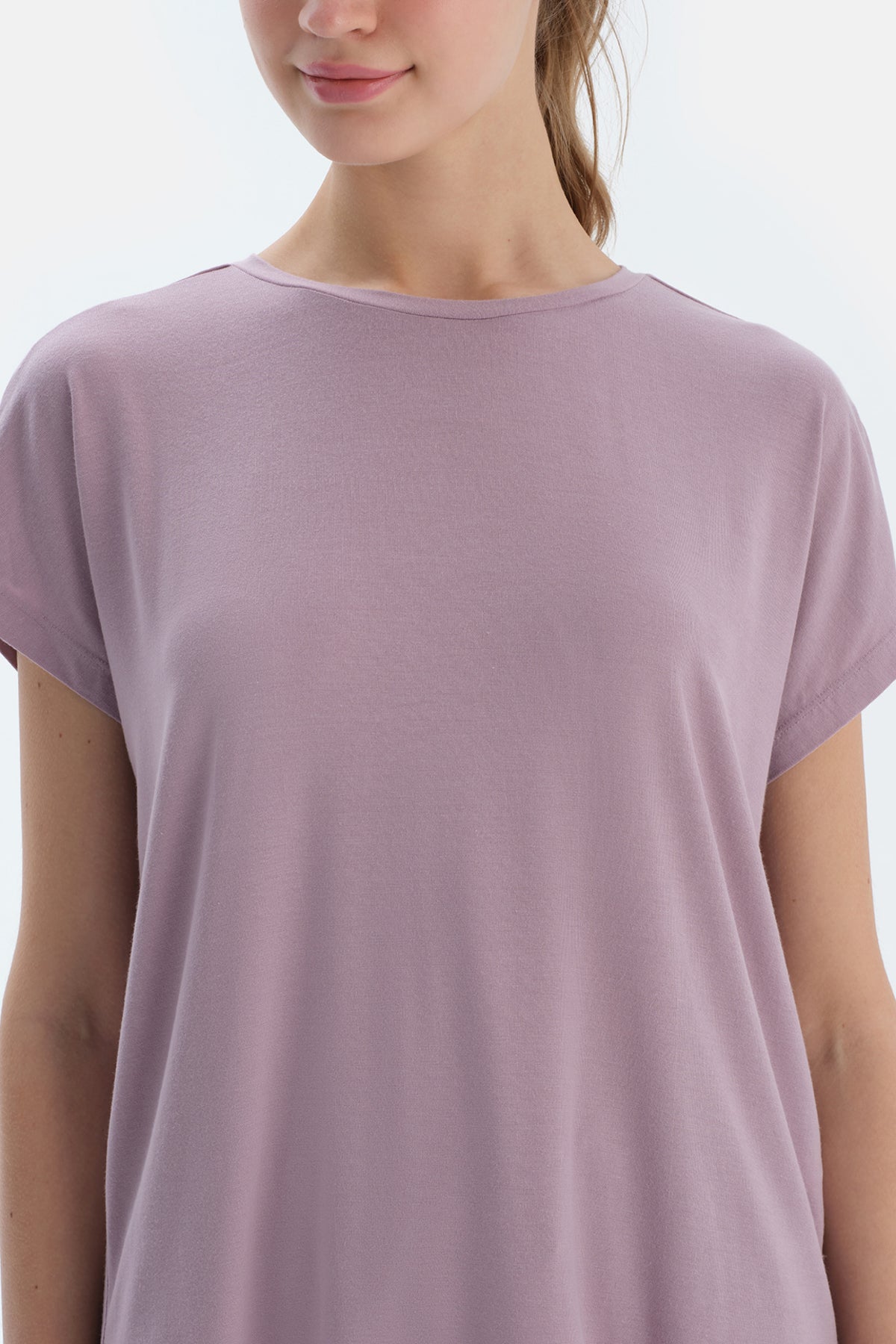 Açık Lila Düşük Kollu Modal Tişört Pantolon Pijama Takımı