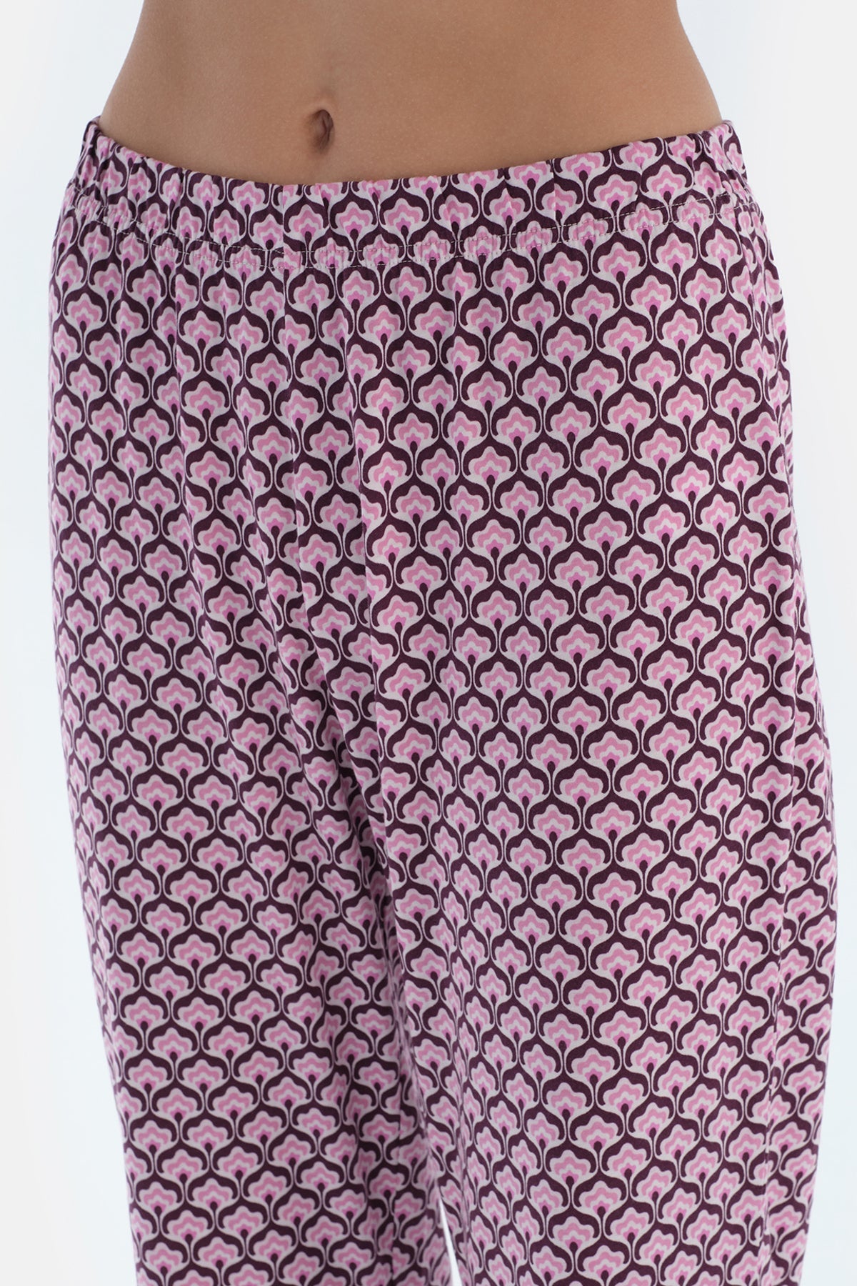 Multicolor Geometrik Metraj Baskılı Penye Modal Gömlek Pantolon Pijama