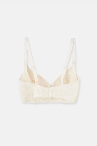 Ekru Dantel Detaylı Micromodal Kaplı Sütyen