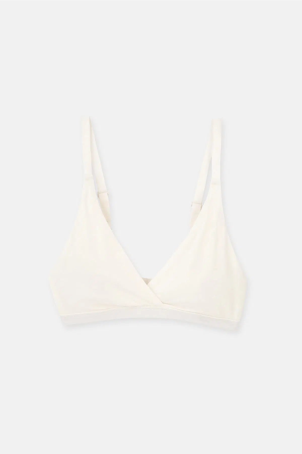 Ekru Micromodal Kruvaze Arkası Dantel Detaylı Üçgen Soft Bra