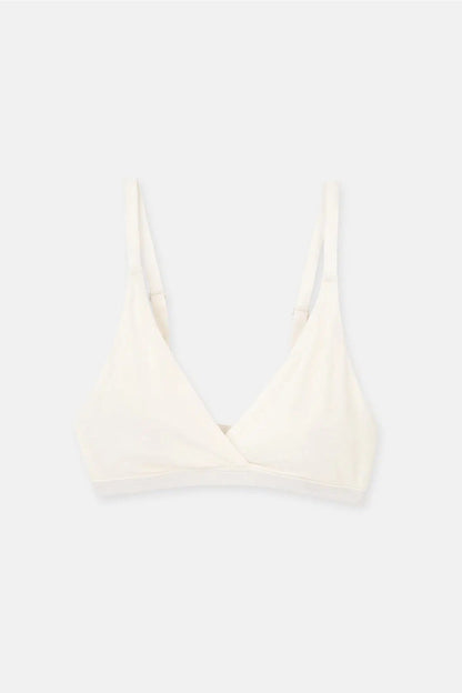 Ekru Micromodal Kruvaze Arkası Dantel Detaylı Üçgen Soft Bra