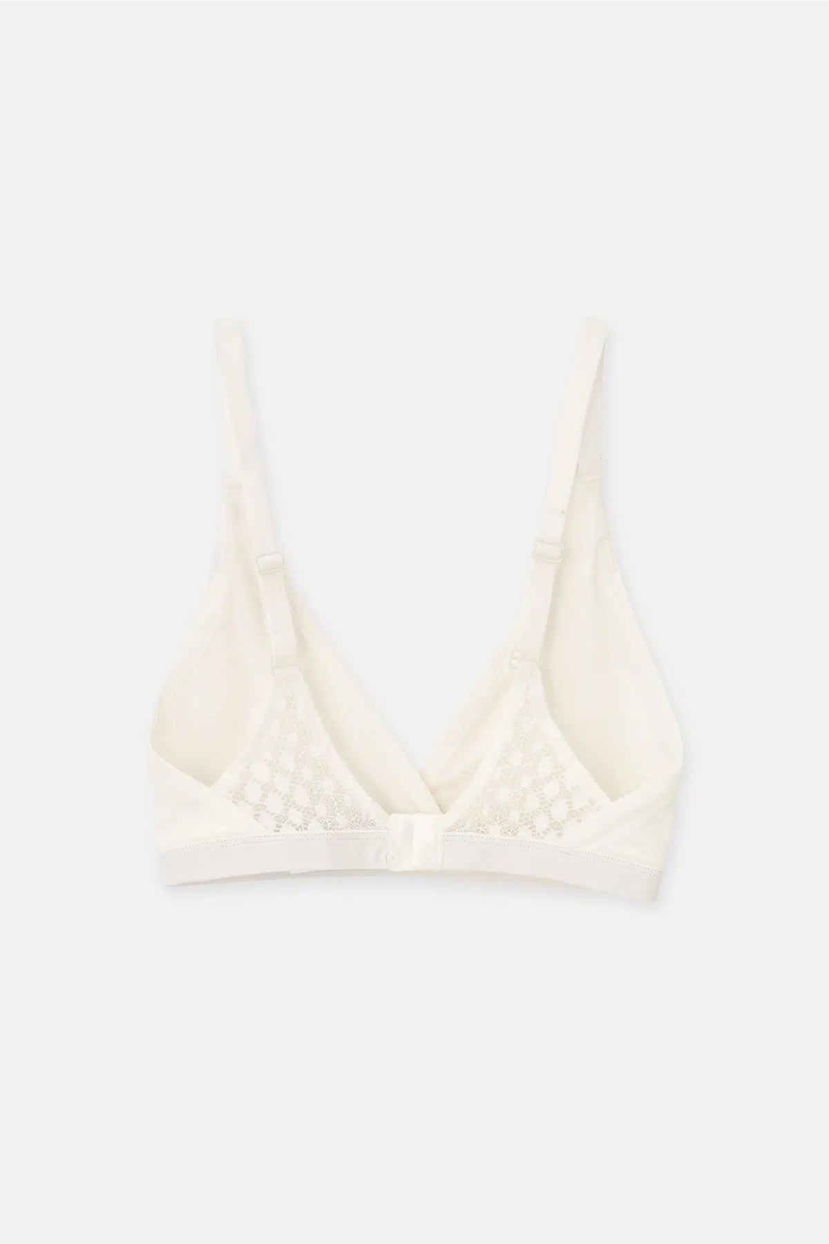 Ekru Micromodal Kruvaze Arkası Dantel Detaylı Üçgen Soft Bra