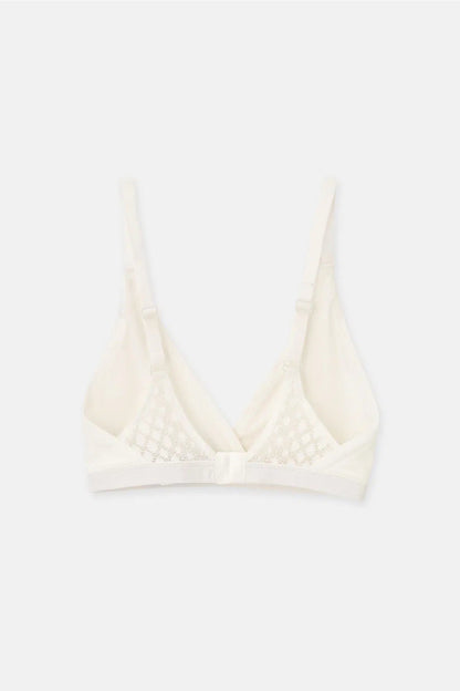 Ekru Micromodal Kruvaze Arkası Dantel Detaylı Üçgen Soft Bra