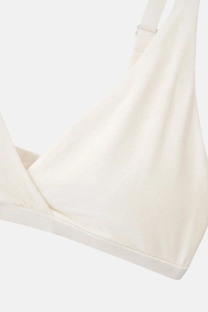 Ekru Micromodal Kruvaze Arkası Dantel Detaylı Üçgen Soft Bra