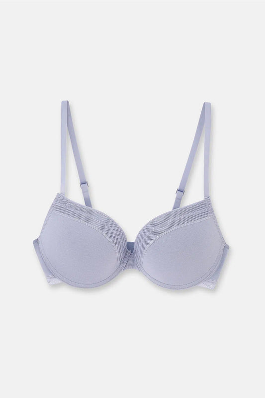 Buz Mavisi Dantel Detaylı Sütyen