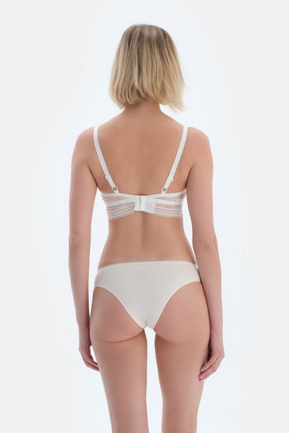 Ekru Dantelli Bandeu Emzirme Sütyeni