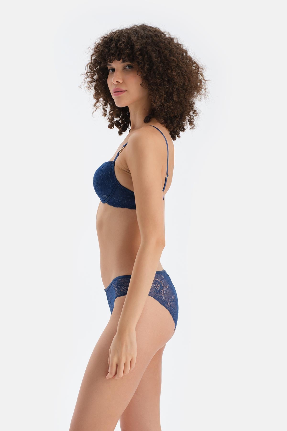 Lacivert Aksesuar Detaylı Dantelli Brief Külot