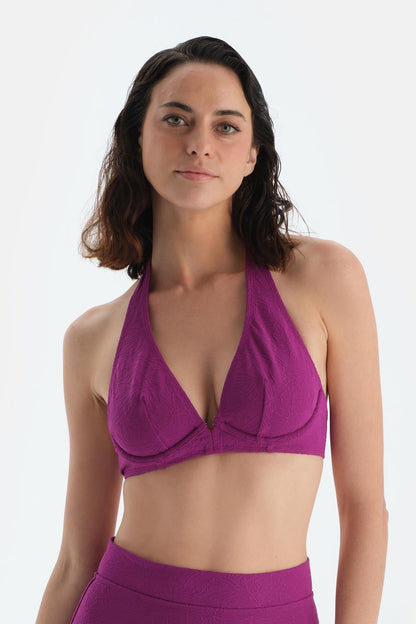 Mor Balenli Bikini Üst