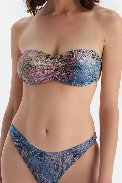 Multicolor Straplez Bikini Üst