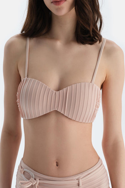 Ekru Straplez Bikini Üst