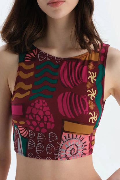 Multicolor Halter Yaka Bikini Üst