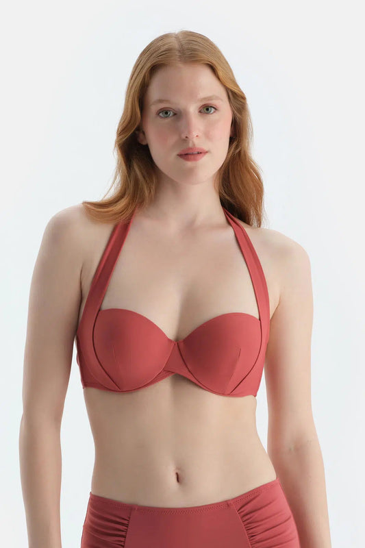 Kiremit Straplez Bikini Üst
