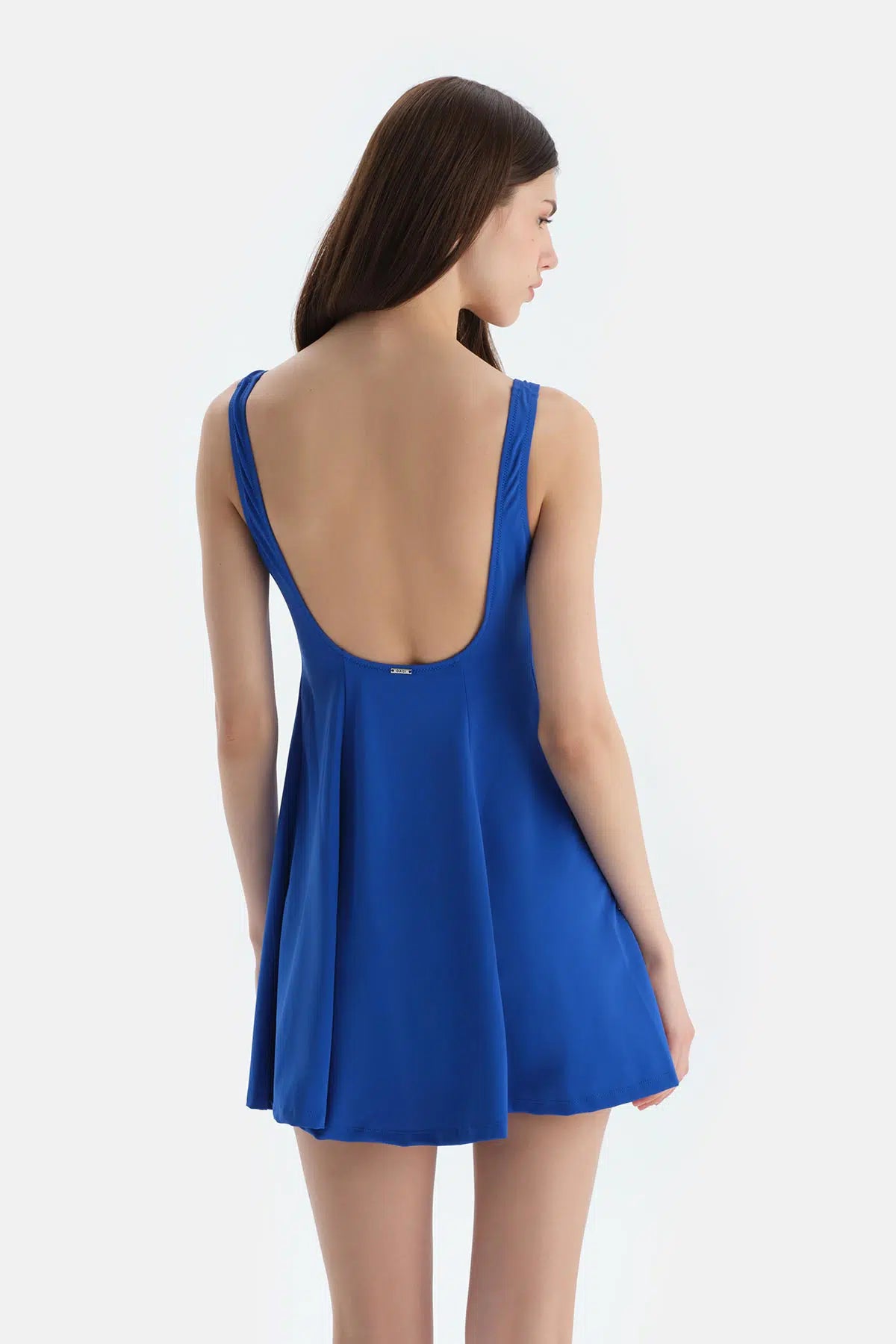 Sax Mavisi Kare Yaka Elbiseli Mayo