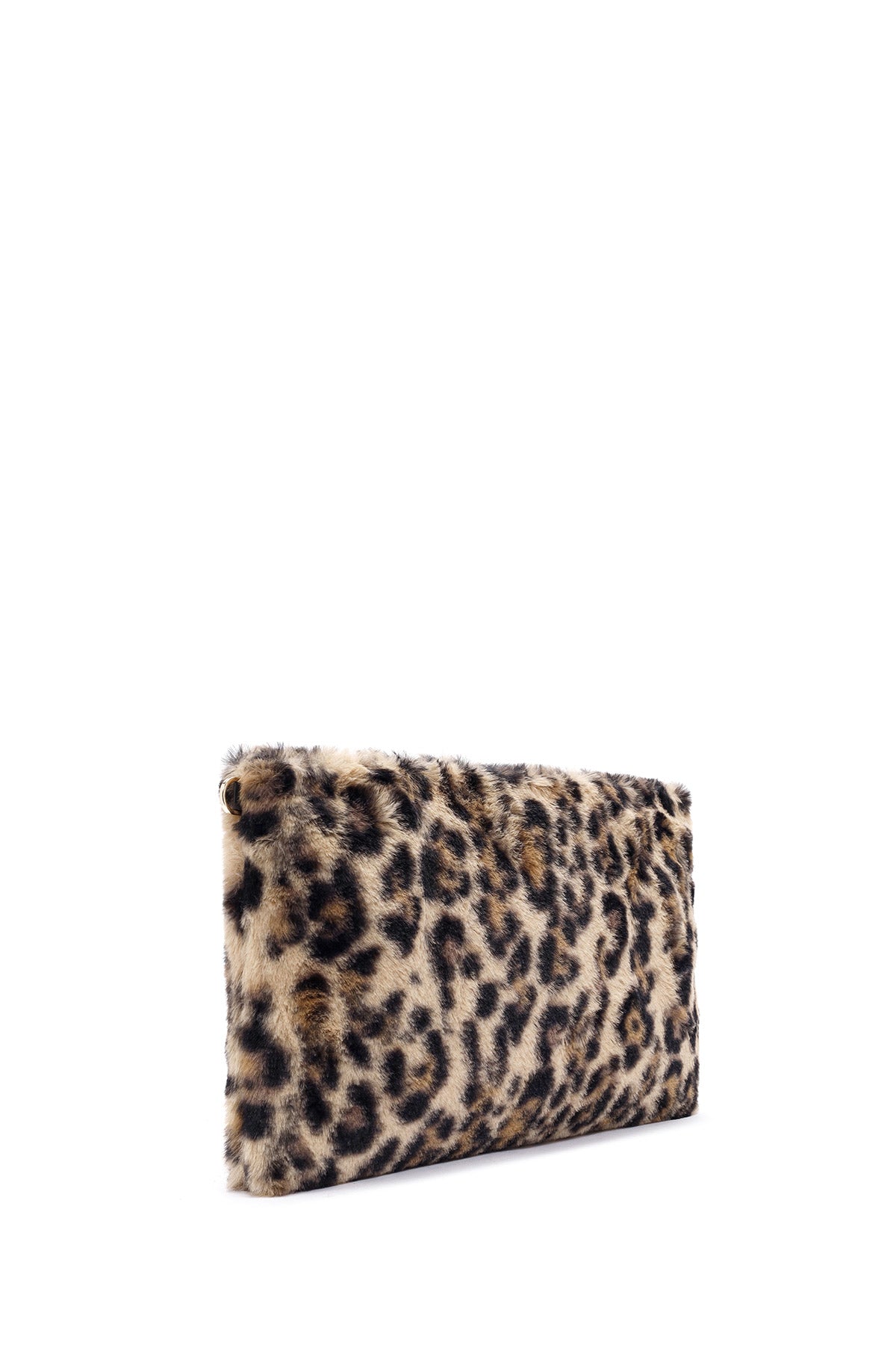 Kadın Leopar Zincir Askılı Peluş Portföy Çanta