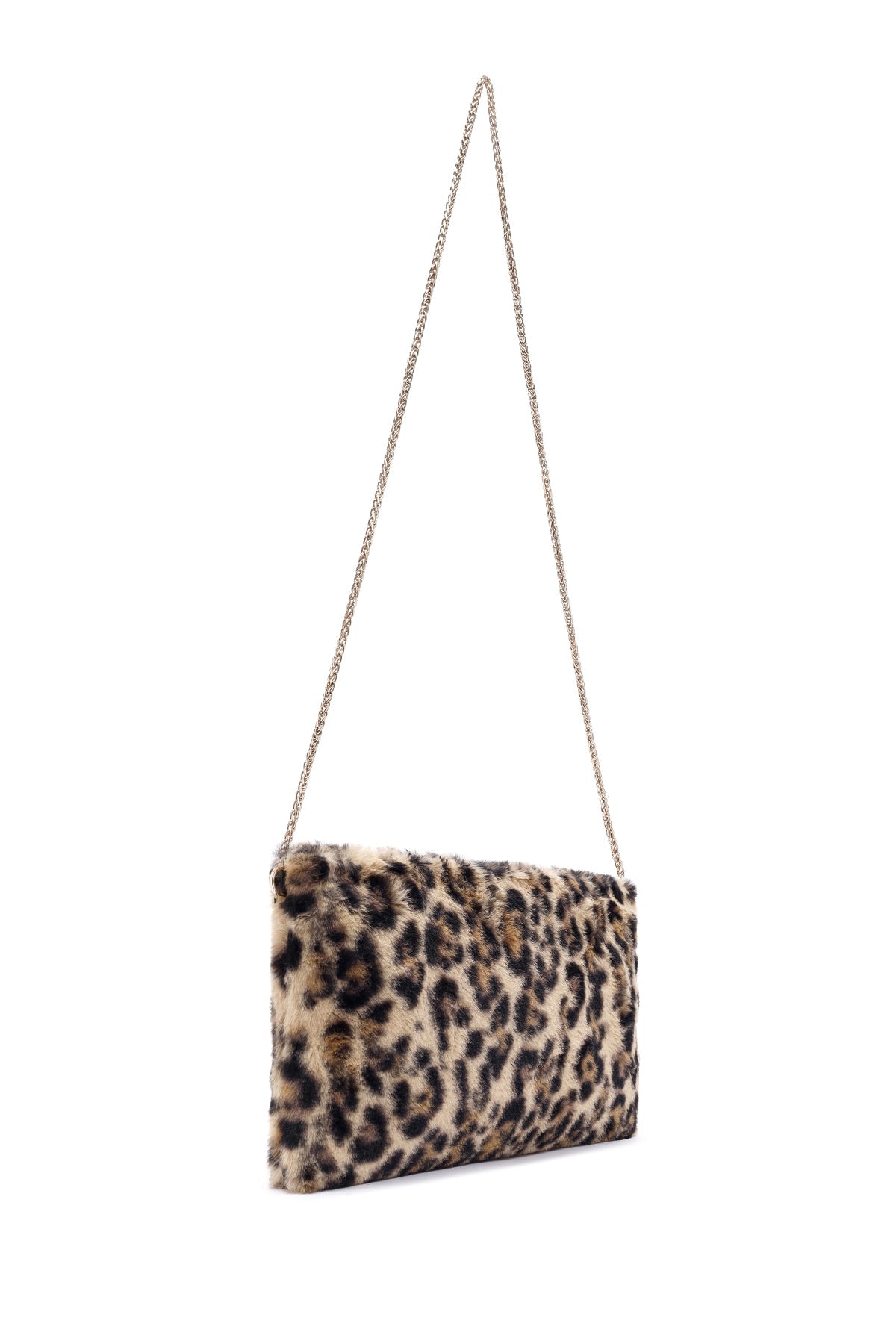 Kadın Leopar Zincir Askılı Peluş Portföy Çanta