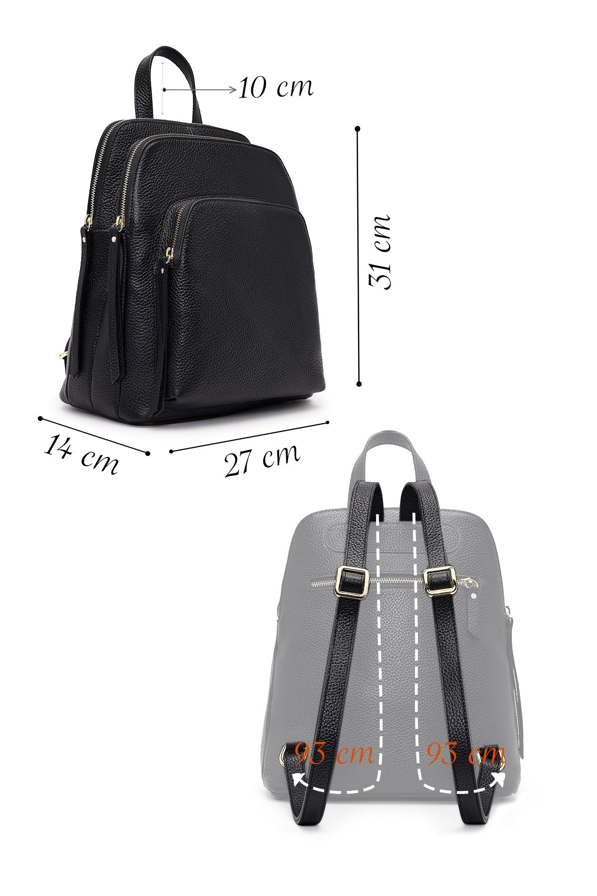 Kadın Siyah Deri Sırt Çantası