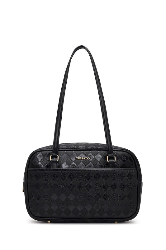 Kadın Siyah Baskılı Omuz Çantası