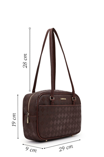 Kadın Kahverengi Baskılı Omuz Çantası