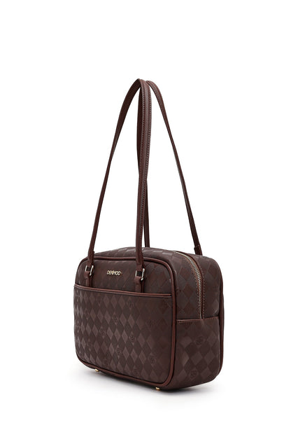 Kadın Kahverengi Baskılı Omuz Çantası