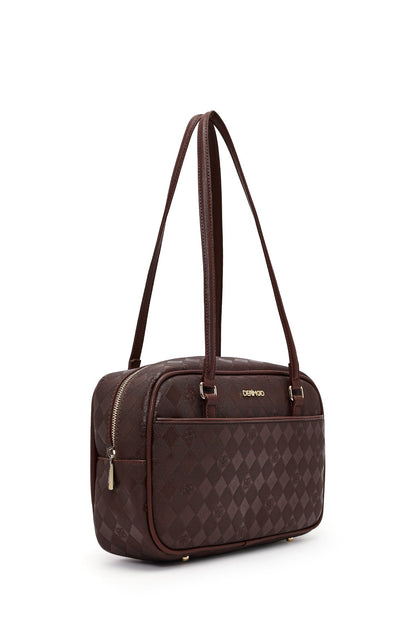 Kadın Kahverengi Baskılı Omuz Çantası