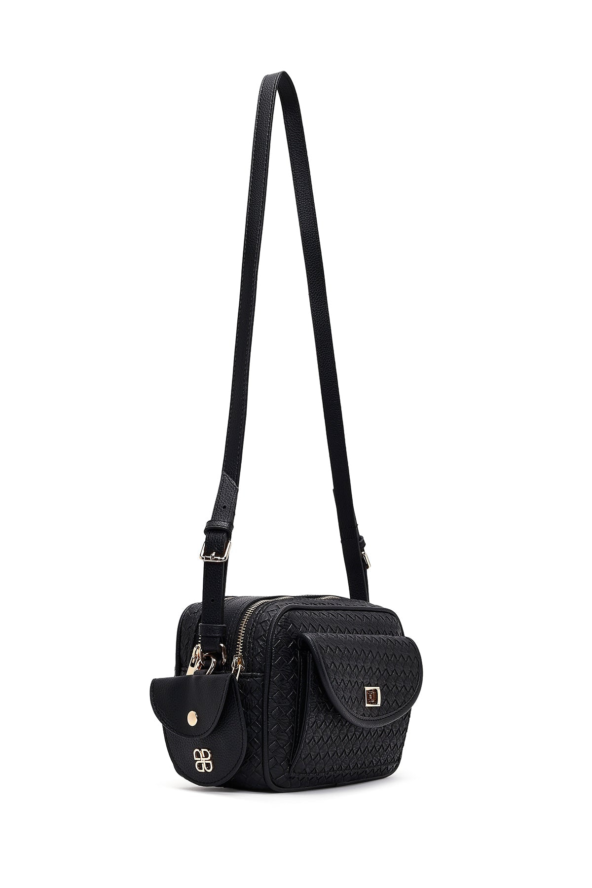 Kadın Siyah Uzun Askılı Örgü Çapraz Çanta