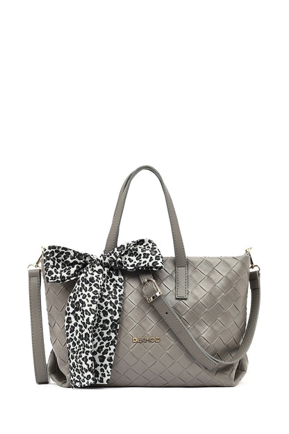 Kadın Gri Uzun Askılı Örgülü Kol Çantası