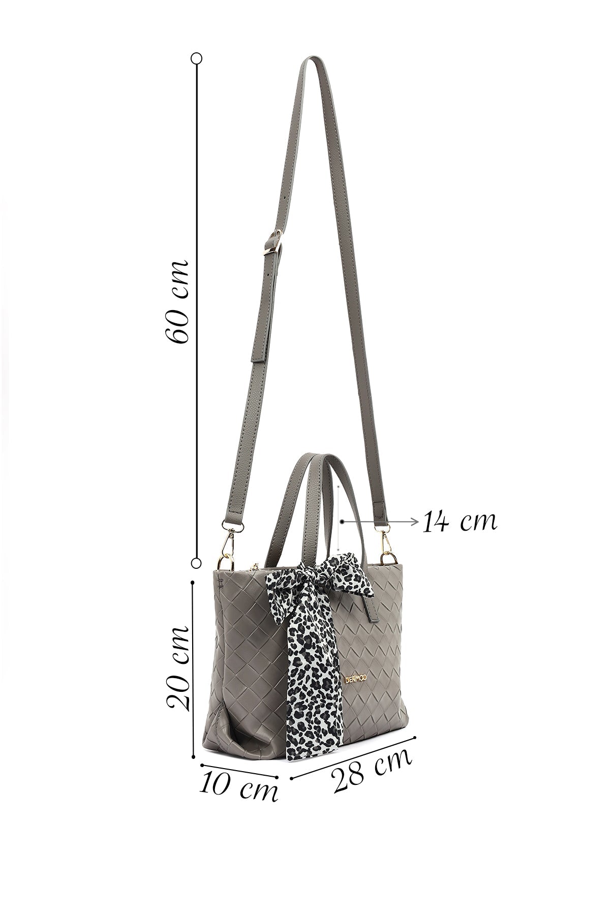 Kadın Gri Uzun Askılı Örgülü Kol Çantası