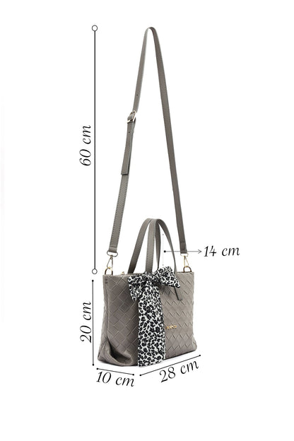 Kadın Gri Uzun Askılı Örgülü Kol Çantası