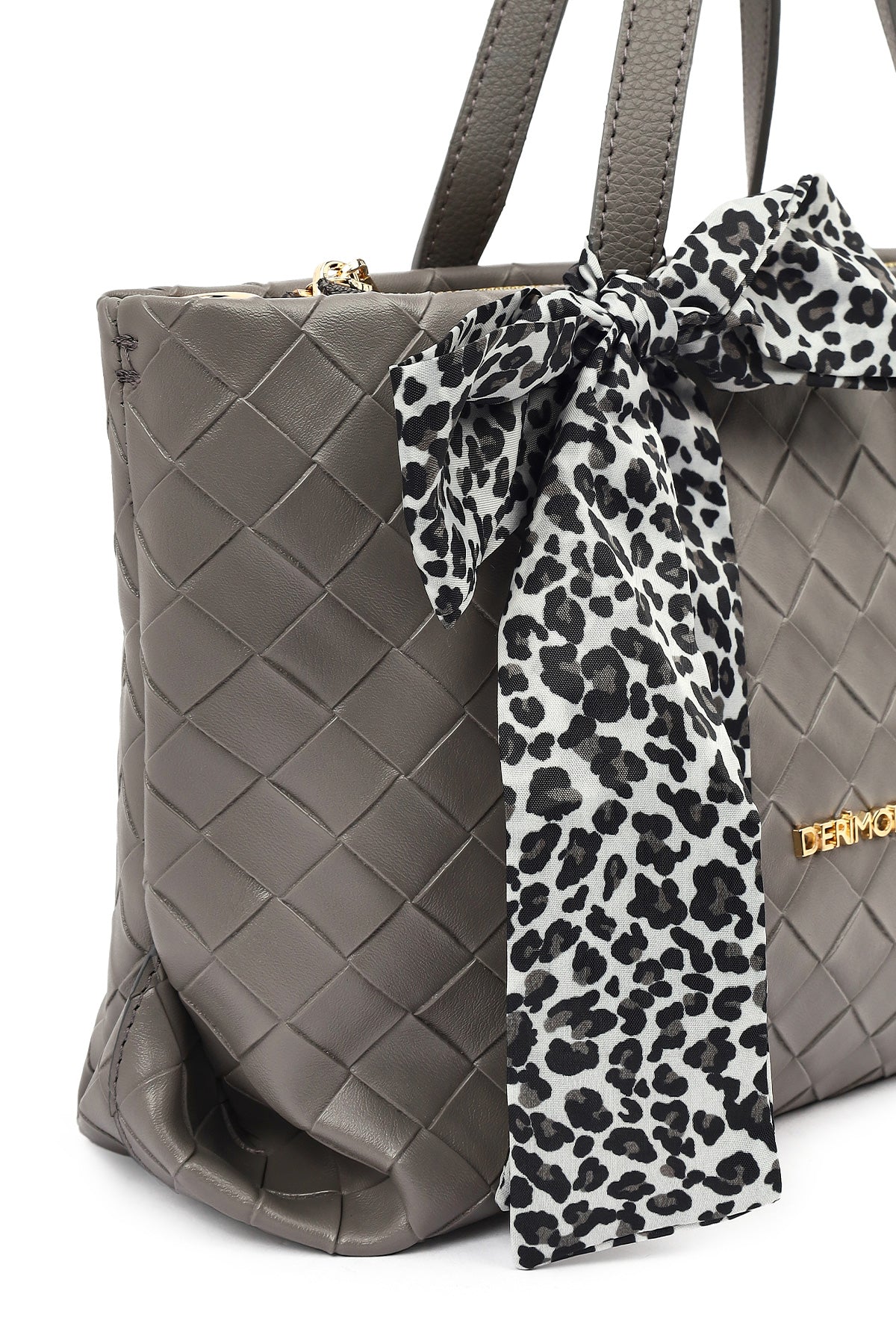 Kadın Gri Uzun Askılı Örgülü Kol Çantası