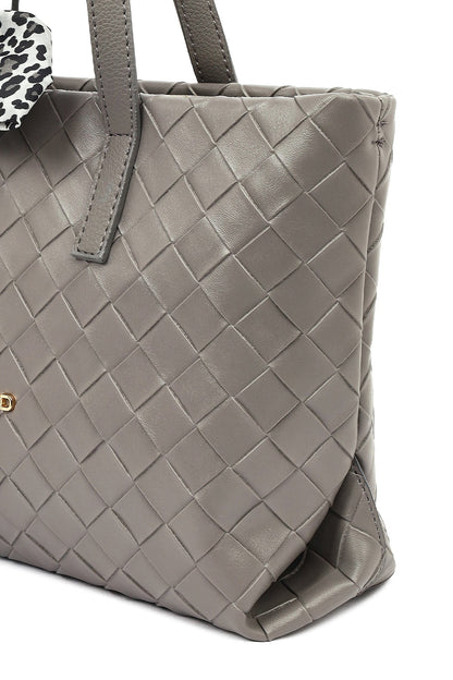 Kadın Gri Uzun Askılı Örgülü Kol Çantası