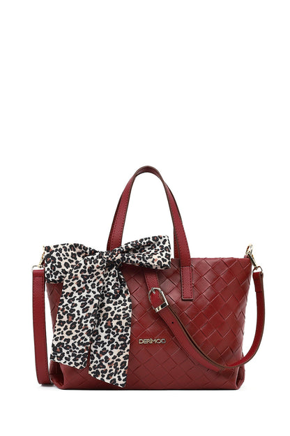 Kadın Bordo Uzun Askılı Örgülü Kol Çantası