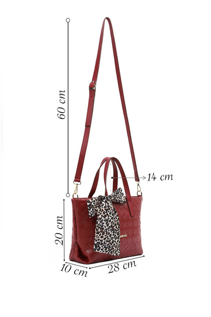 Kadın Bordo Uzun Askılı Örgülü Kol Çantası