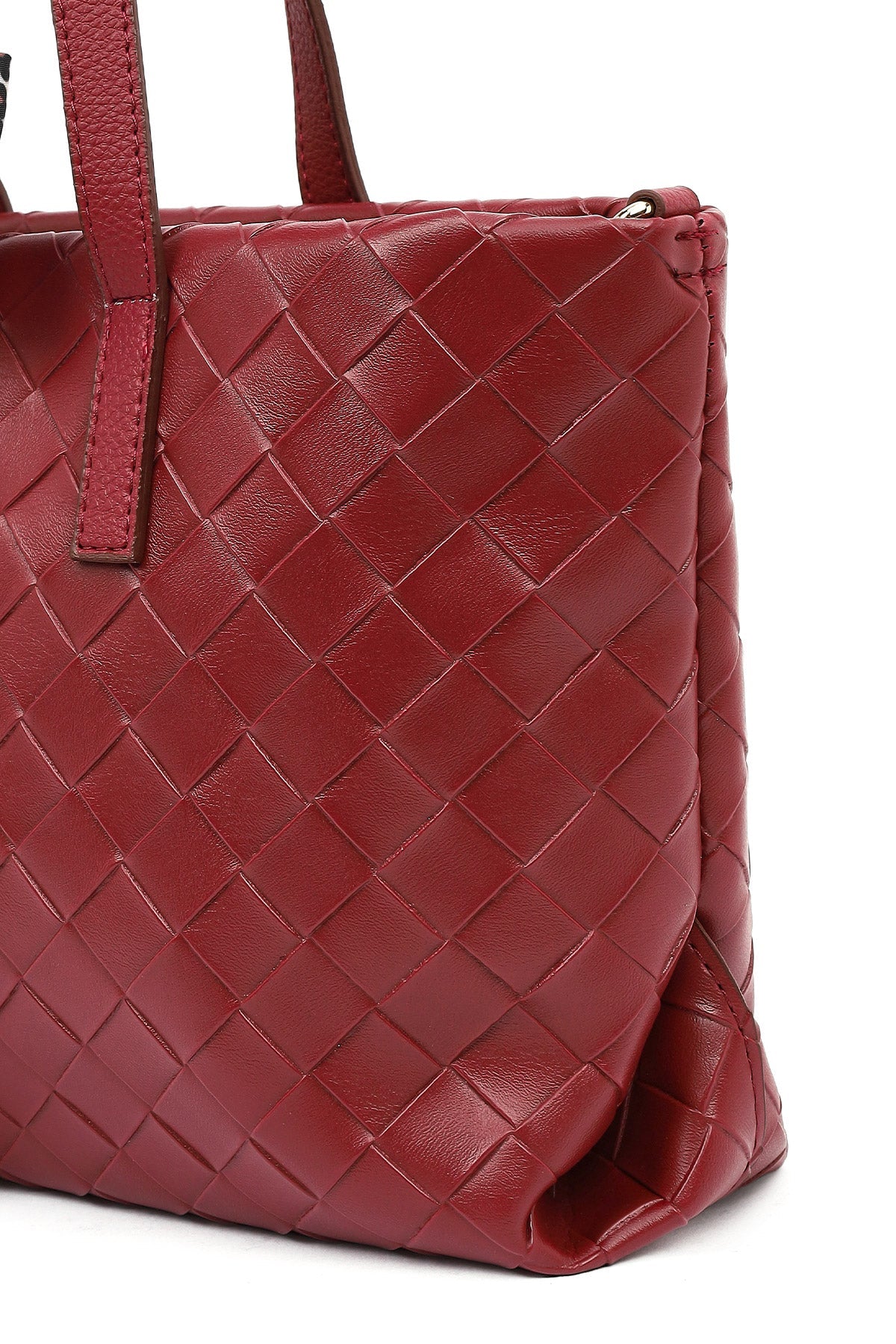 Kadın Bordo Uzun Askılı Örgülü Kol Çantası