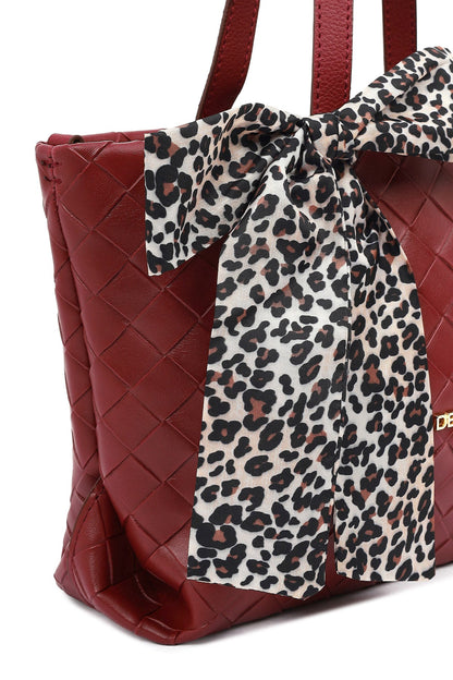 Kadın Bordo Uzun Askılı Örgülü Kol Çantası