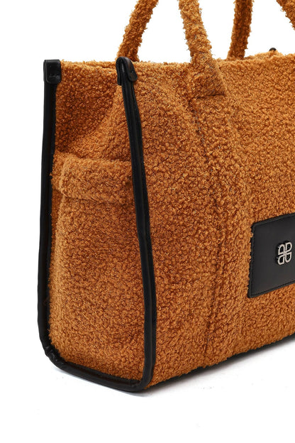 Kadın Taba Uzun Askılı Peluş Kol Çantası