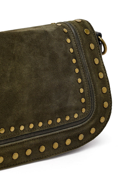 Kadın Haki Uzun Askılı Zımbalı Süet Çapraz Çanta