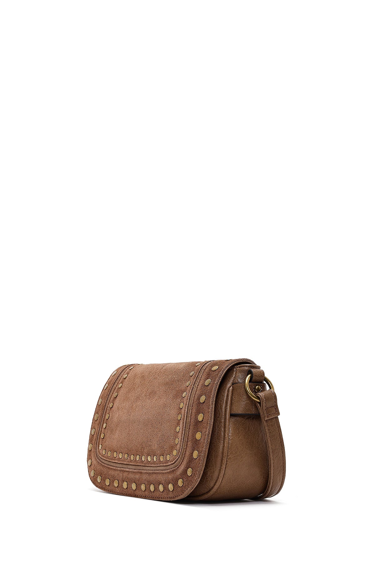 Kadın Taba Uzun Askılı Zımbalı Süet Çapraz Çanta