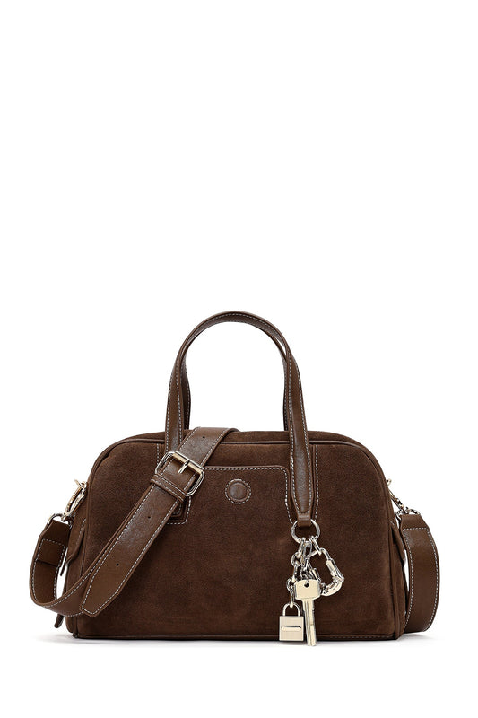 Kadın Kahverengi Uzun Askılı Süet Kol Çantası