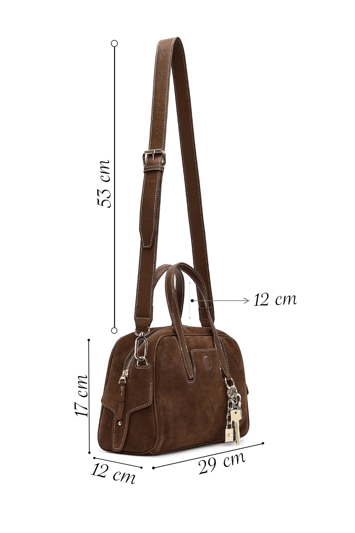 Kadın Kahverengi Uzun Askılı Süet Kol Çantası