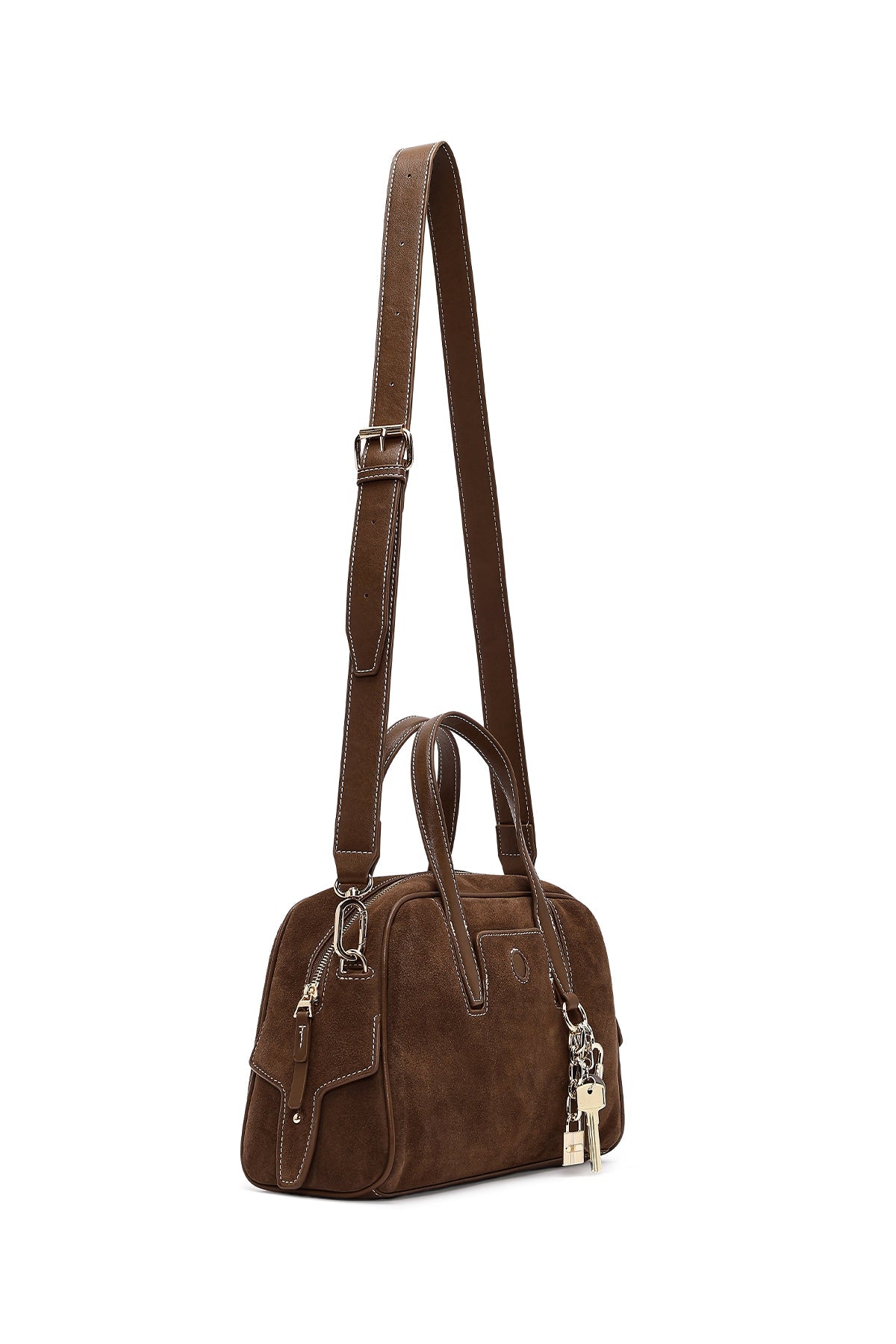 Kadın Kahverengi Uzun Askılı Süet Kol Çantası